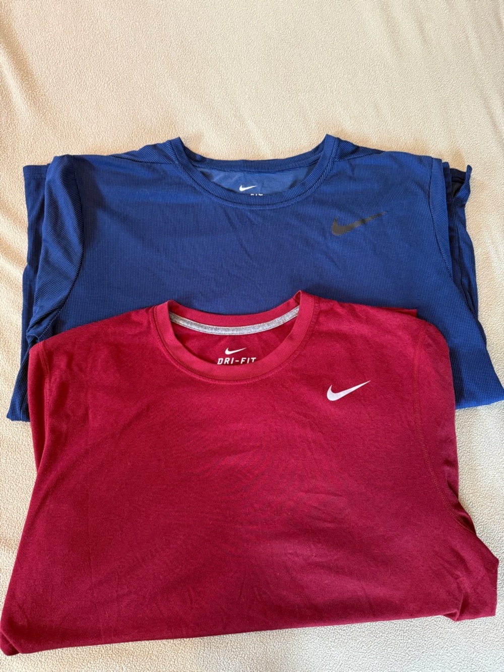 Nike Men's Short-Sleeve Dri-FIT Tees - Blue and Burgundy, set of 2